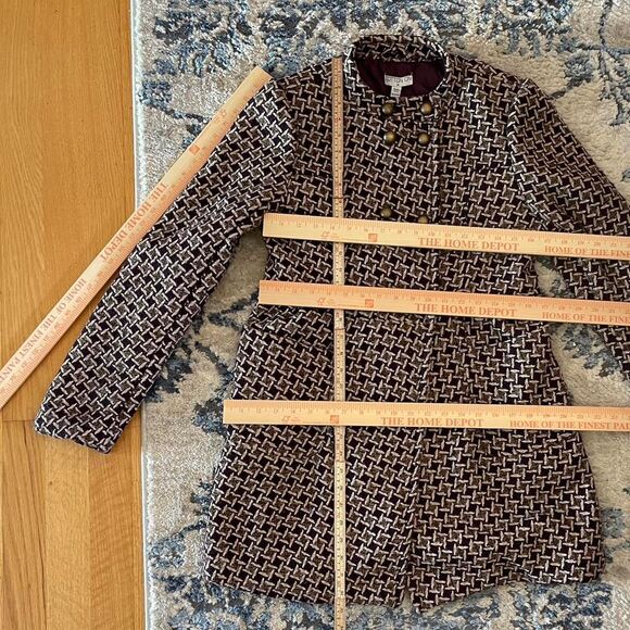 NWT Cotton On Selma Double Breasted Coat Textured Check Jacket Burgundy Size M - Picture 8 of 8